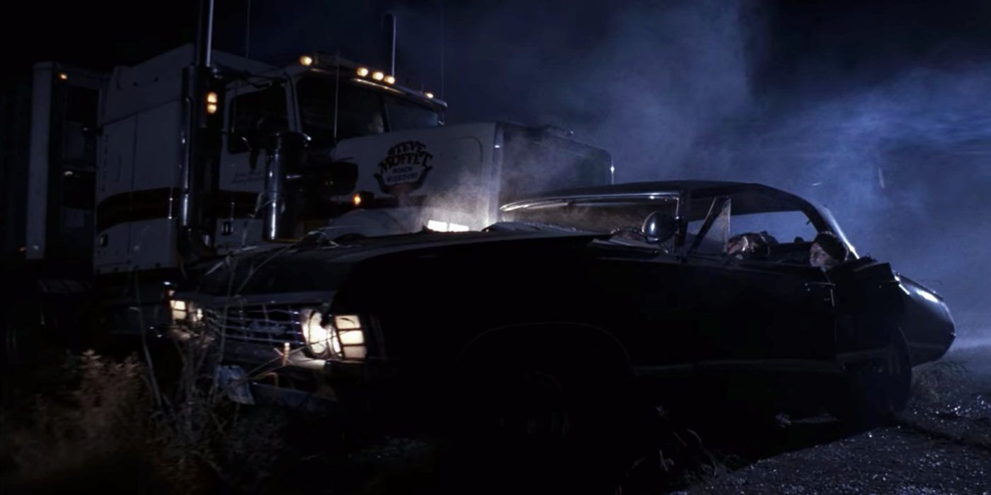 Azazel crashes a truck into the Impala in the season 1 finale of supernatural
