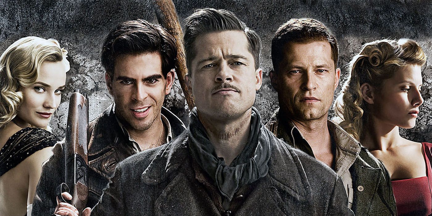 Brad Pitt and his Inglourious Basterds on the cropped poster