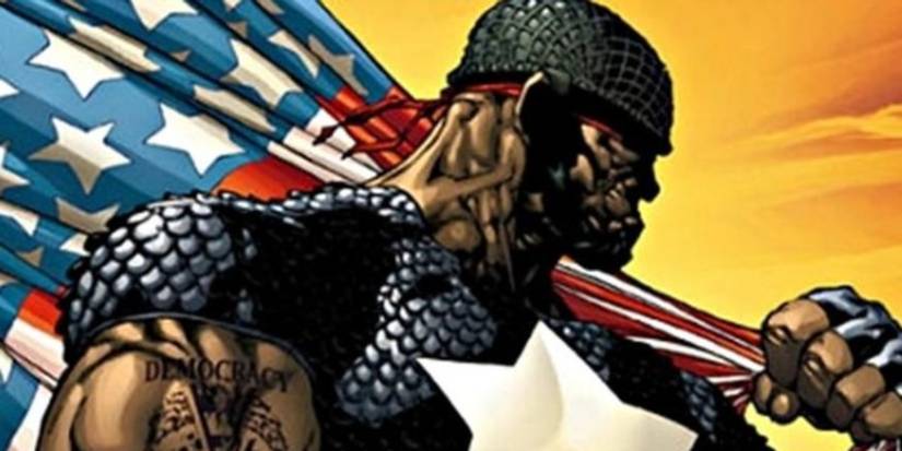 Isaiah Bradley Captain America Holding a Flag