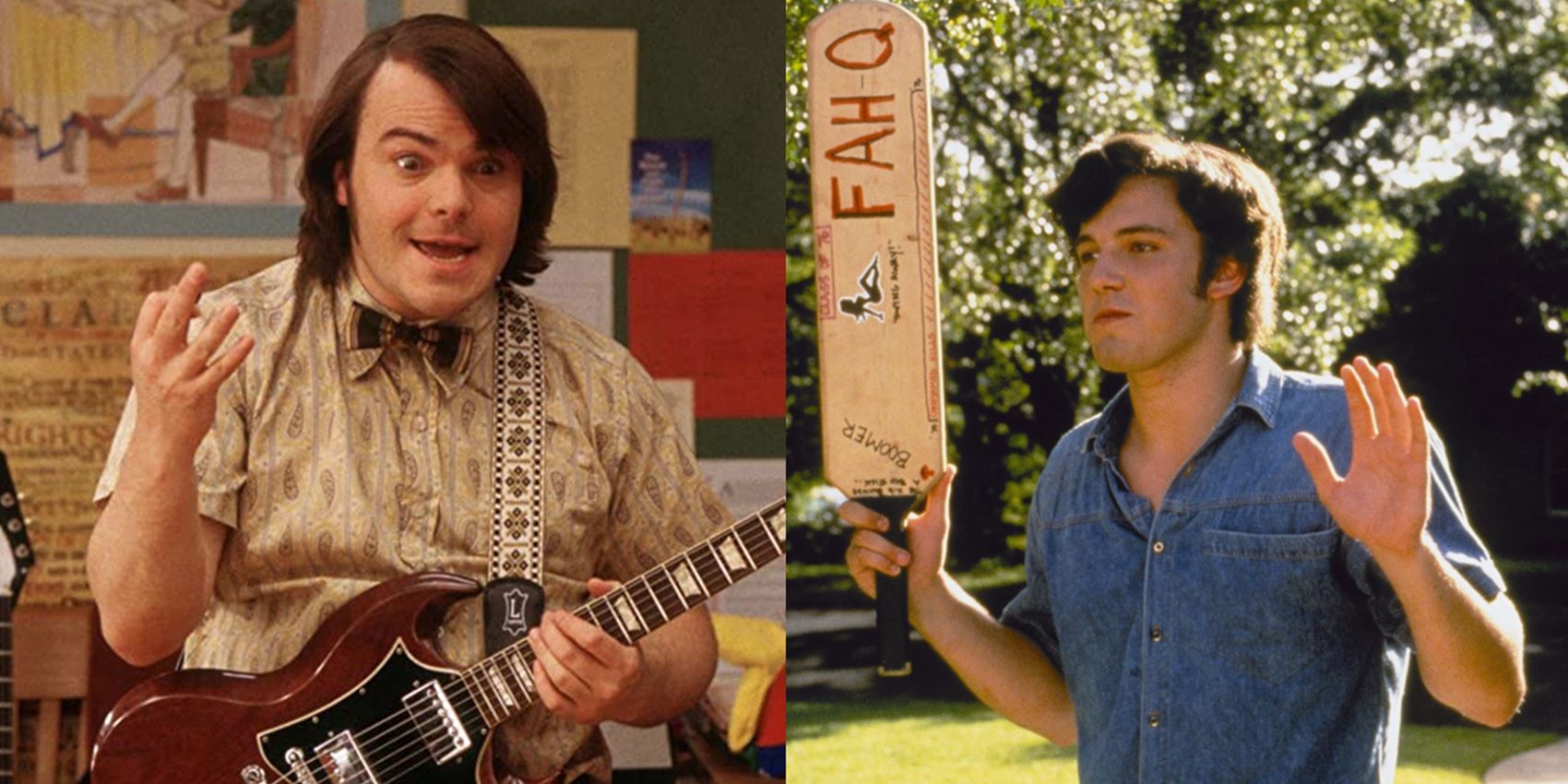 Jack Black in School of Rock and Ben Affleck in Dazed and Confused