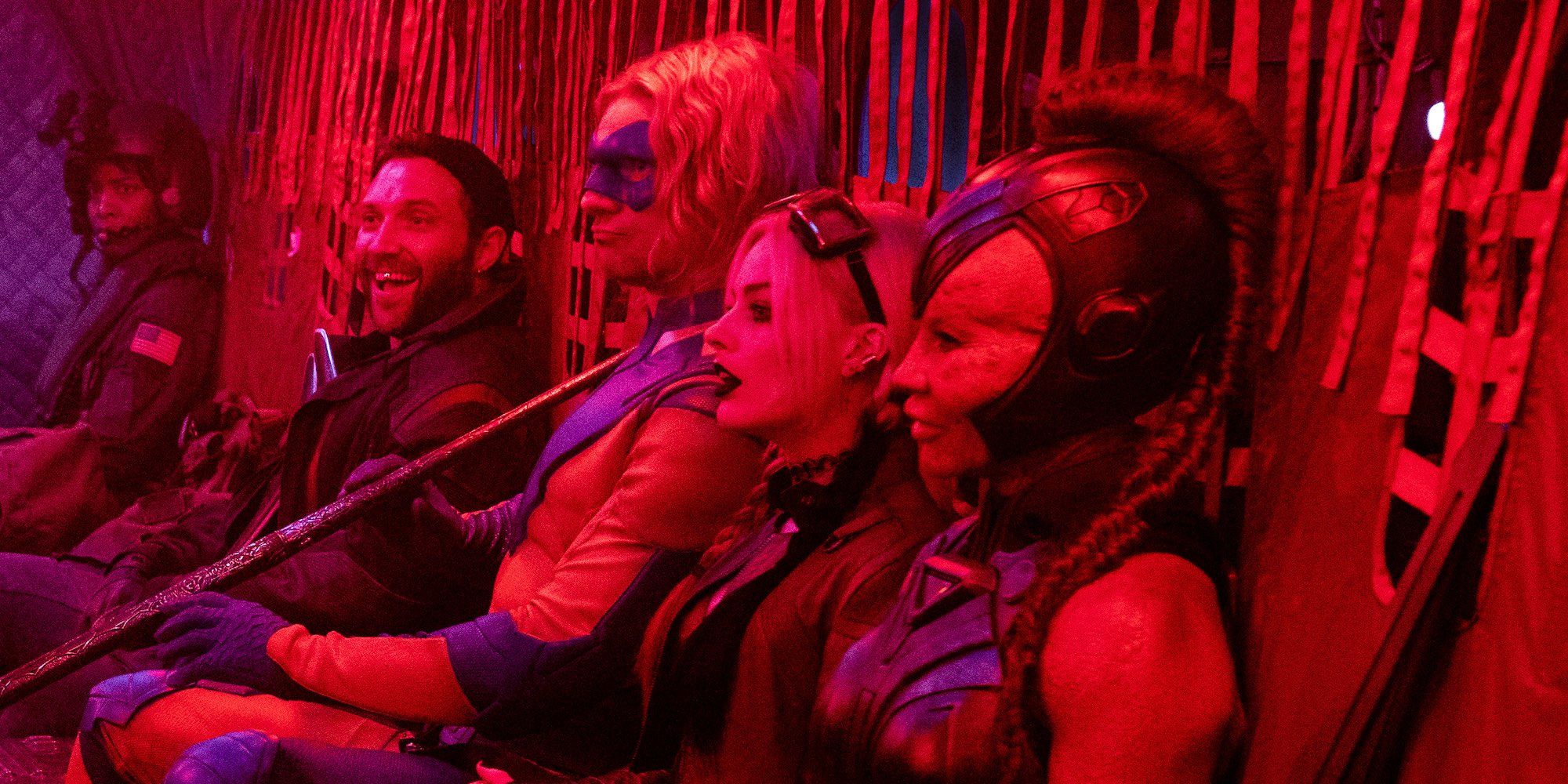Jai Courtney, Flula Borg, Margot Robbie and Mayling Ng in The Suicide Squad