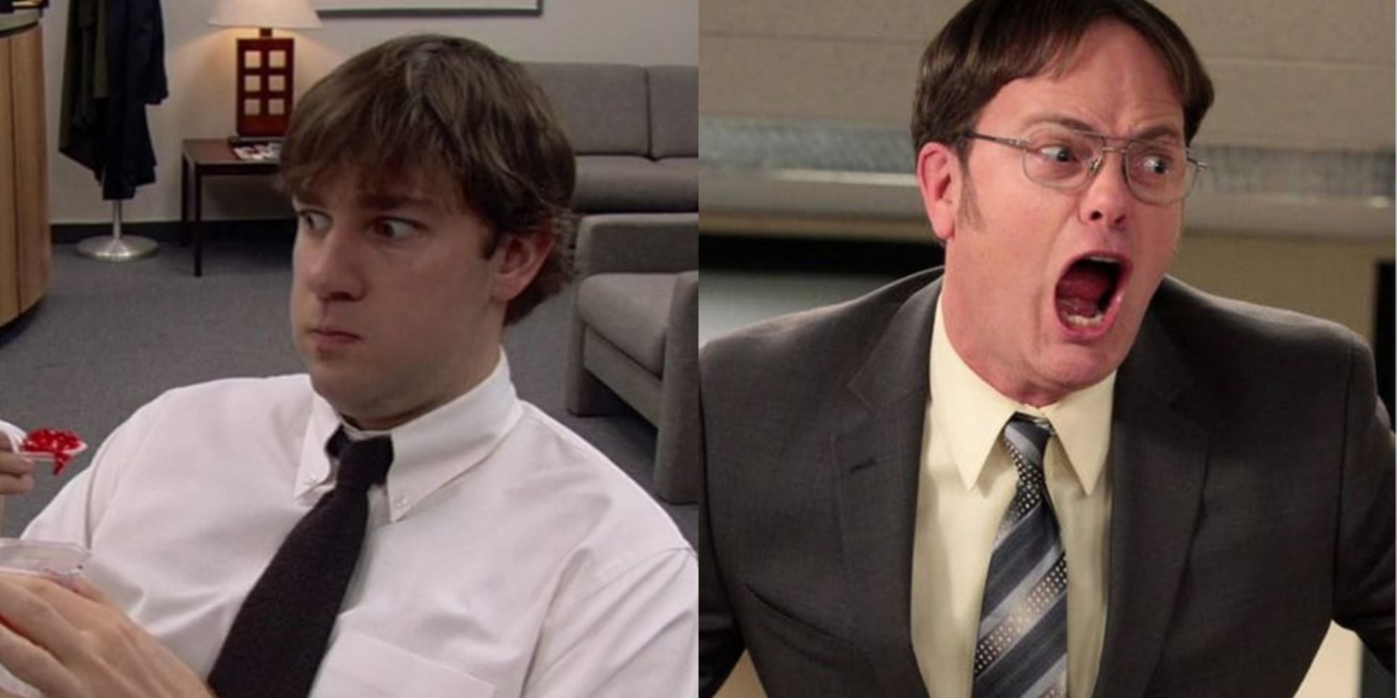Jim sittings down/Dwight screams