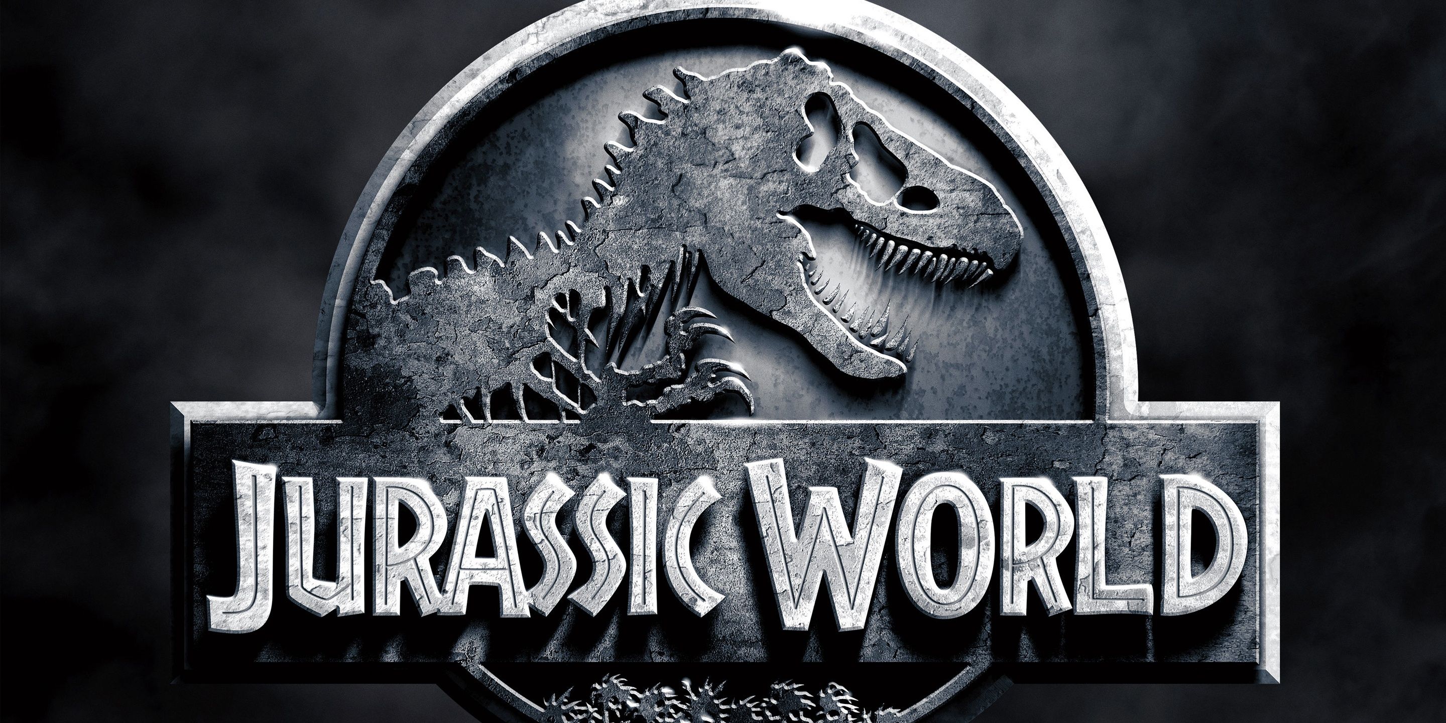 Jurassic World iconic logo with dinosaur in stone