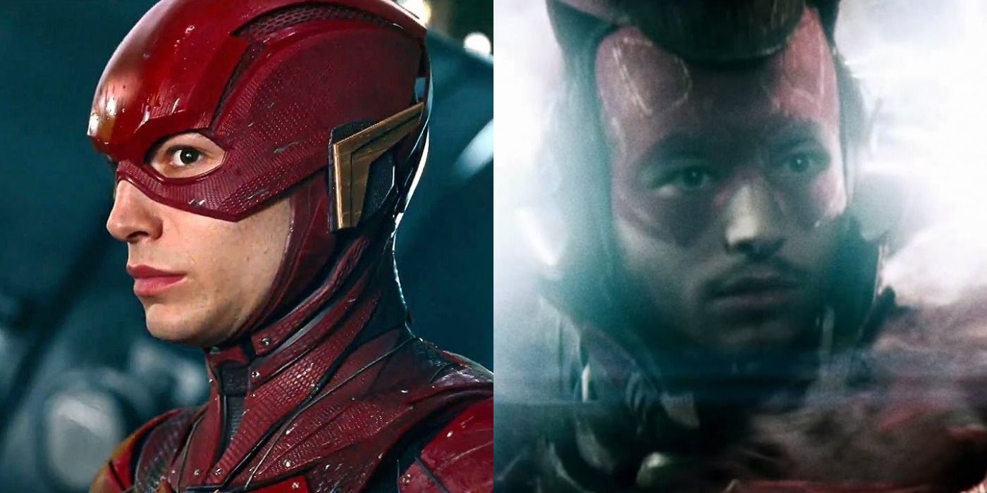 Left picture is a concerned The Flash, right picture is an armored Flash seen in the time travel sequence in Batman V Superman