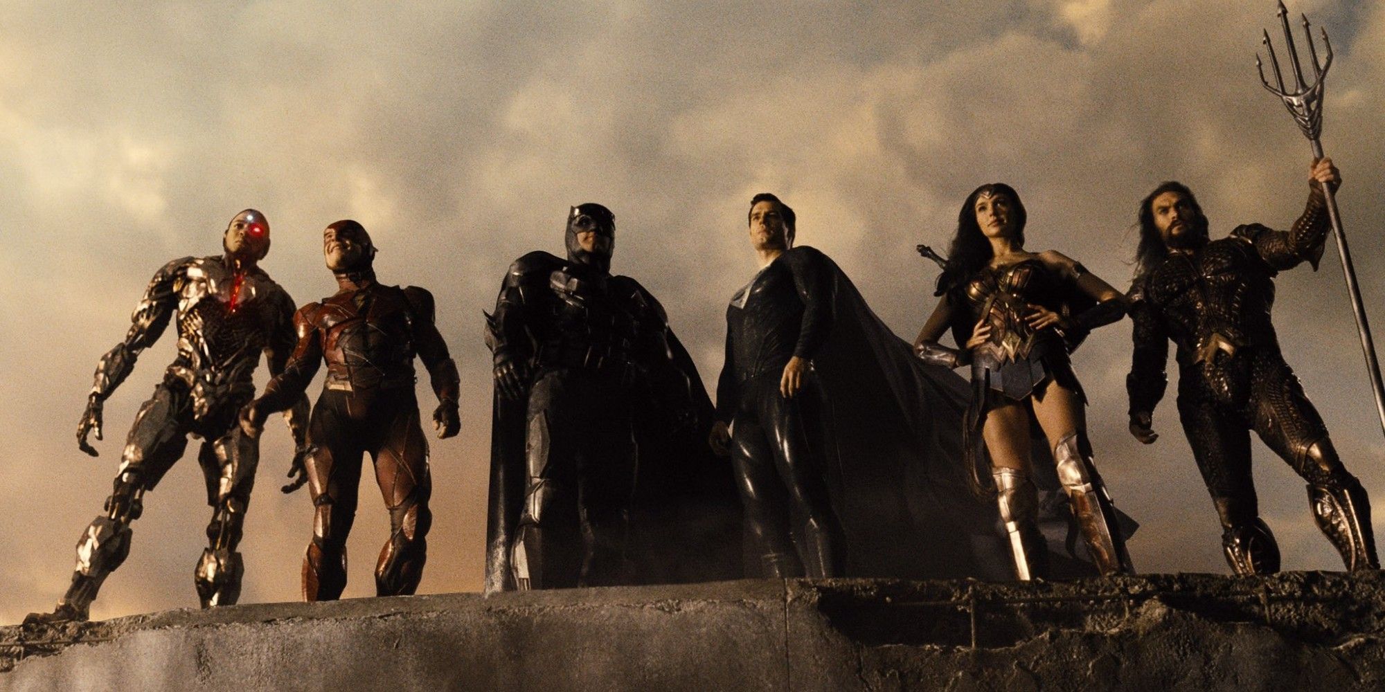 All the heroes standing together in Justice League Snyder Cut 