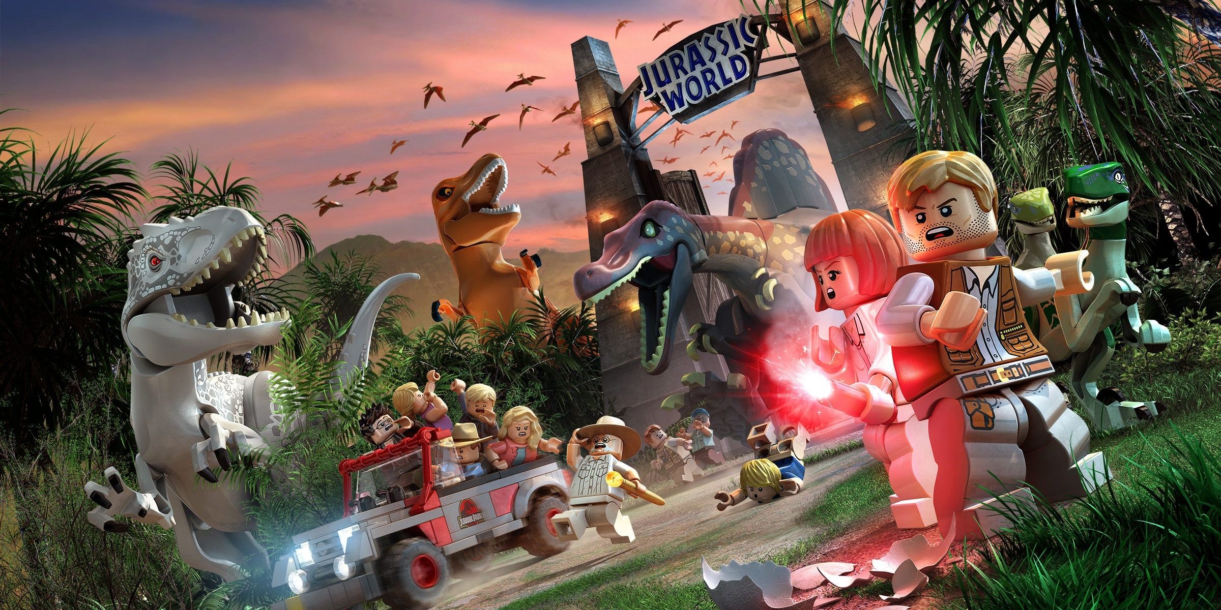 Uma cena de LEGO Jurassic World