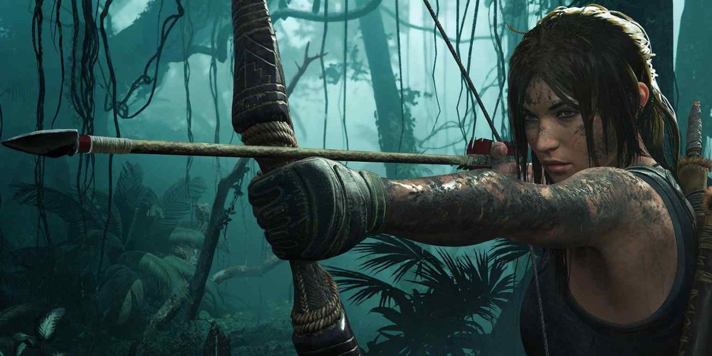 Lara Croft aiming her bow in Shadow Of The Tomb Raider