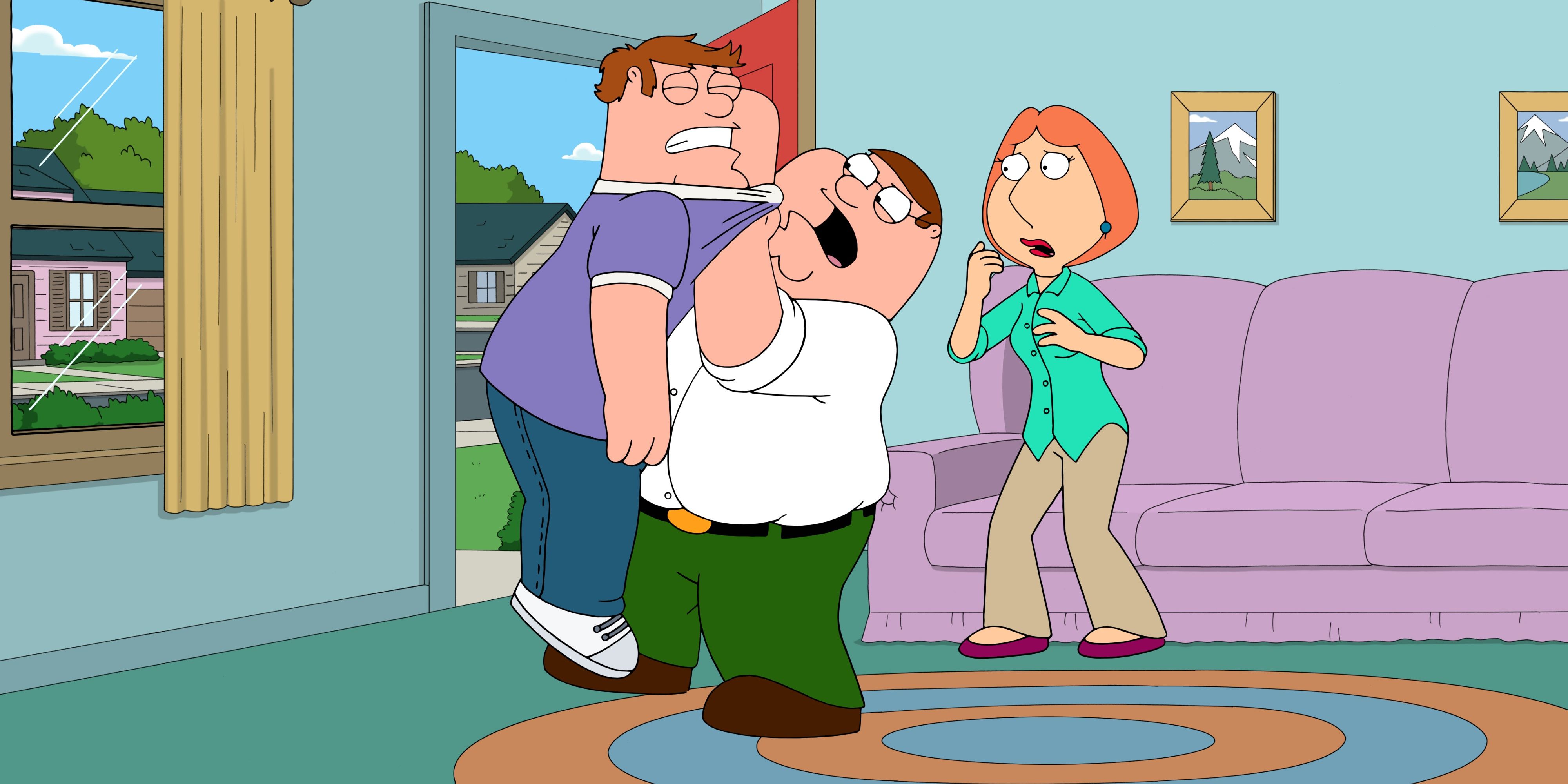 Peter fights with his son Larry in Family Guy