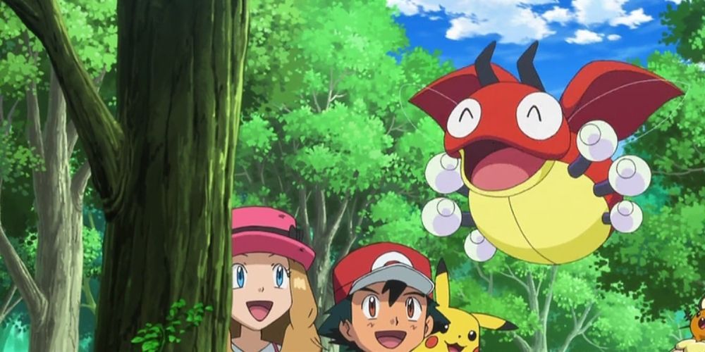 Wild Ledyba laughing with Ash and Serena