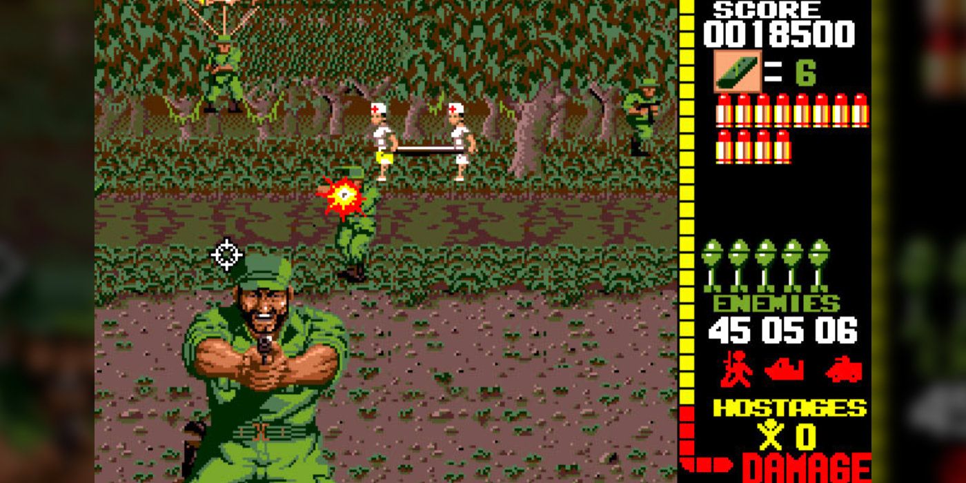 Operation Wolf, a light gun game with 1980s action motifs