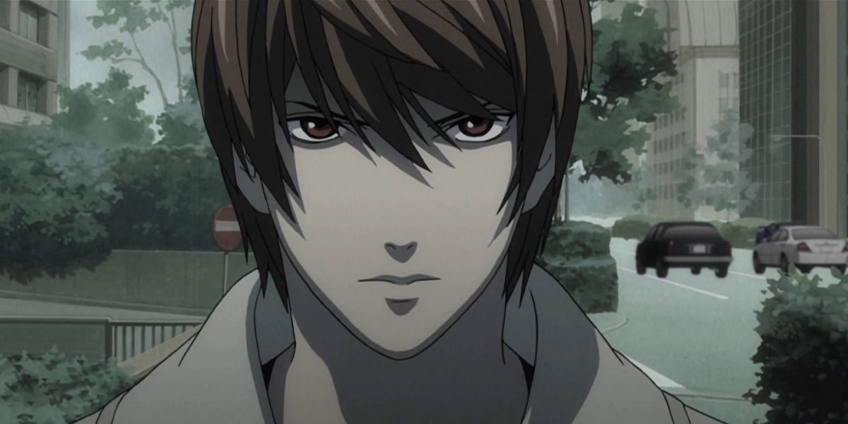 Light Yagami from Death Note stares directly at the viewer