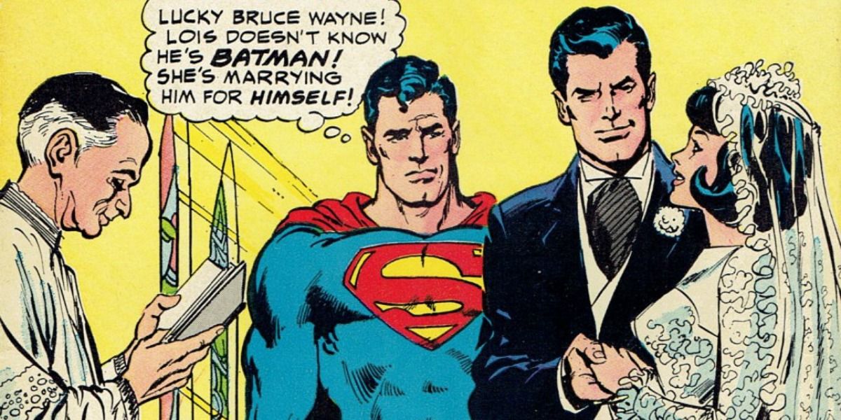 Lois Lane Marries Batman as Superman looks on from DC Comics