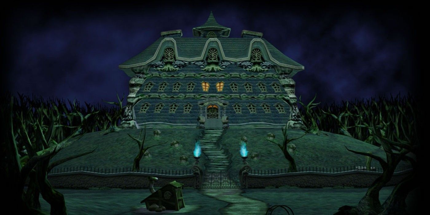 A screenshot from the GameCube game Luigi's Manison.