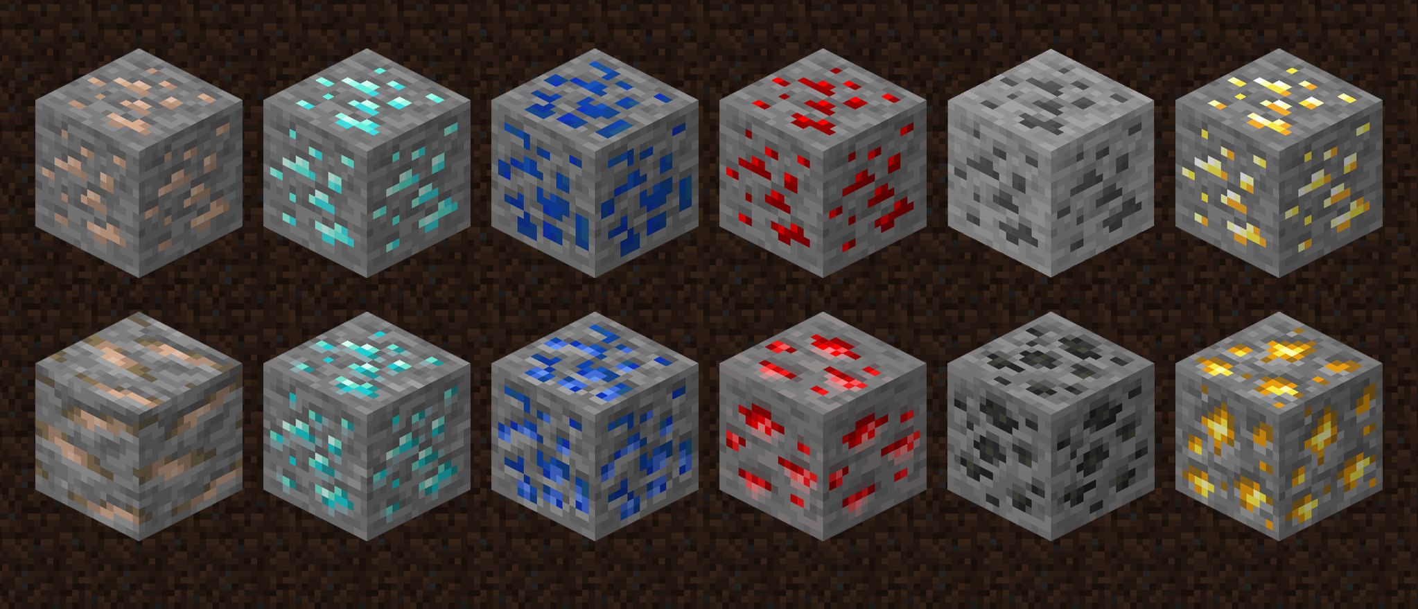 Above is an image of the old ore textures compared to the new textures that...