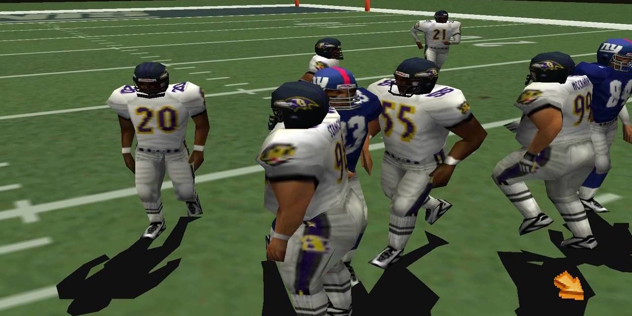 Una imagen del gran jugador de fútbol de los Baltimore Ravens de Madden 01. 