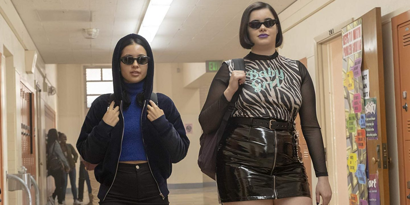 Maddy and Kat walk the halls with shades on in Euphoria
