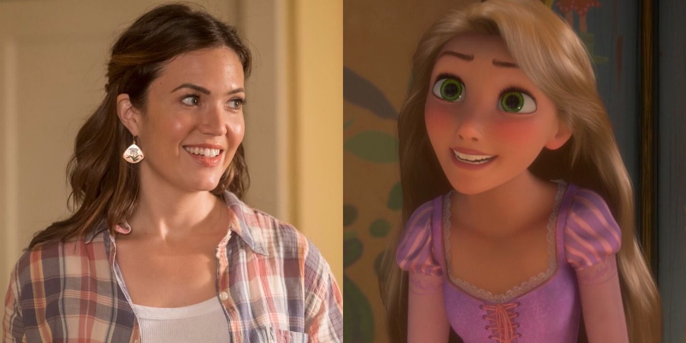Mandy Moore as Rebecca Pearson in This Is Us and Rapunzel from Tangled.