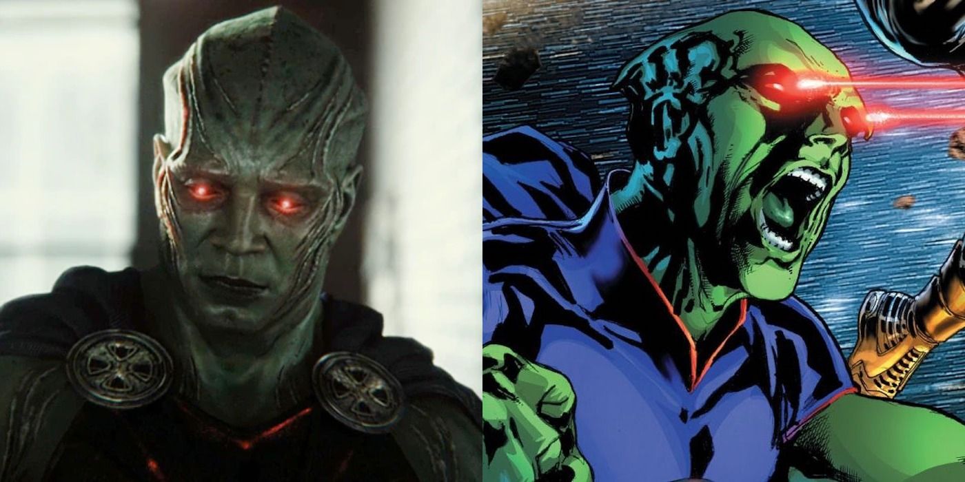Martian Manhunter with red eyes/Martian Manhunter shoots lasers out of his eyes
