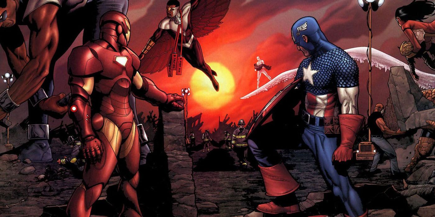Iron Man vs Captain America in Marvel's Civil War.
