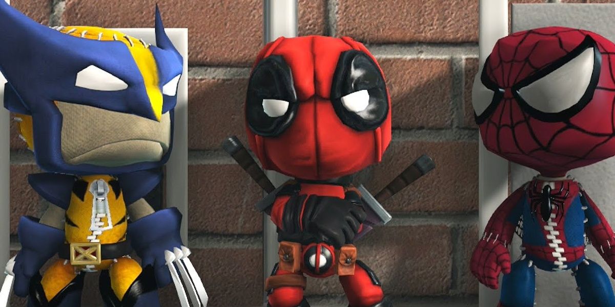 Marvel skins of Wolverine, Deadpool, and Spider-Man in LittleBigPlanet 3