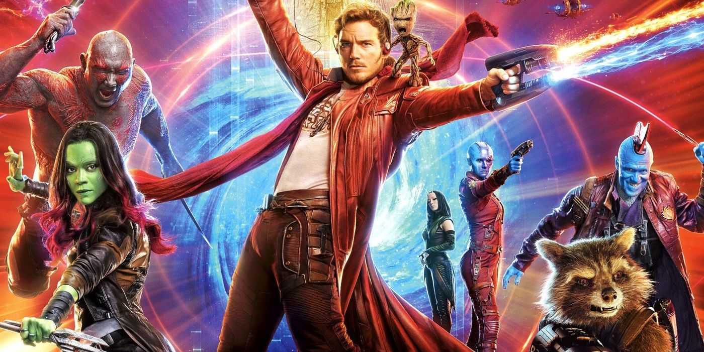The Guardians of the Galaxy from the Vol 2 poster, featuring all the characters