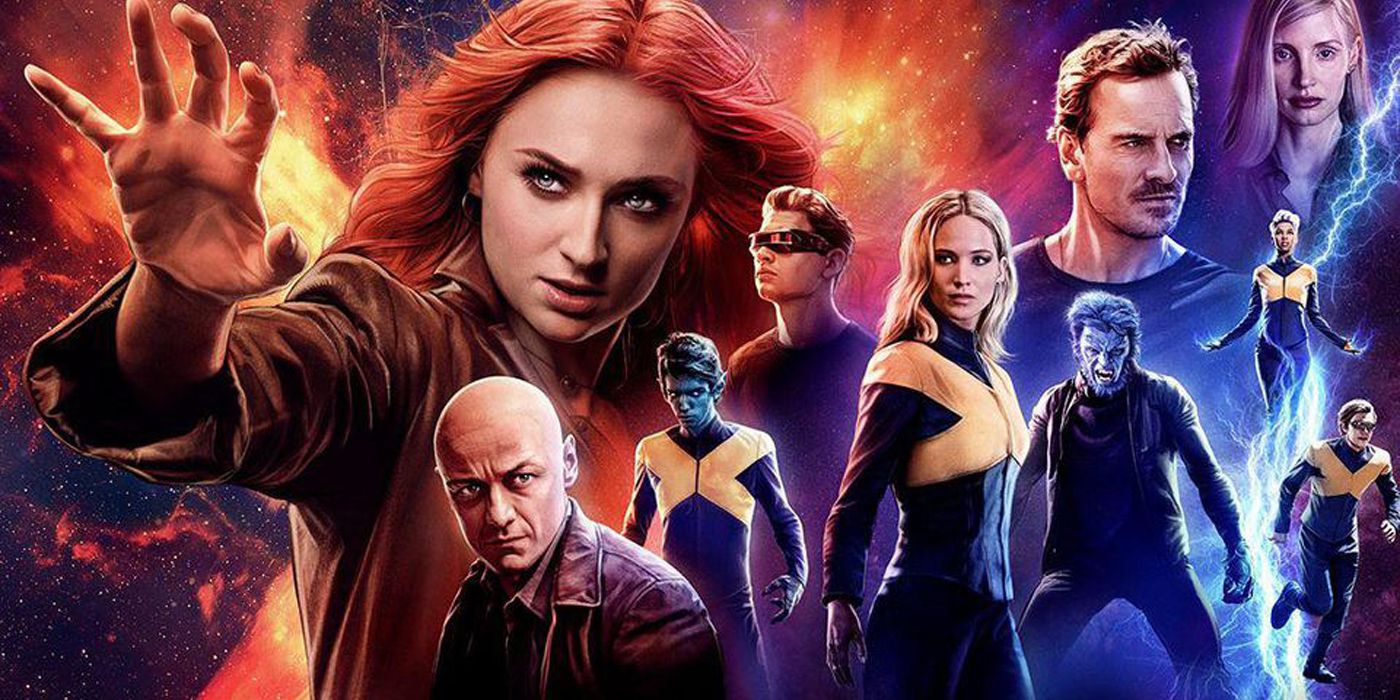 The X-Men from the Dark Phoenix movie, with Jean Grey prominent