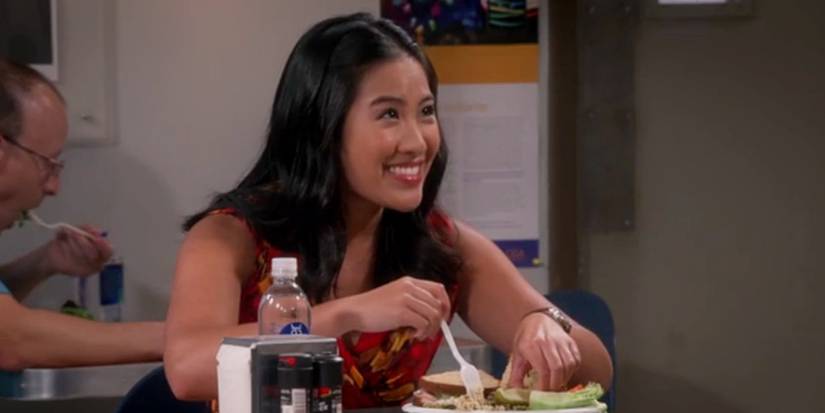 Melissa Tang eating lunch on The Big Bang Theory