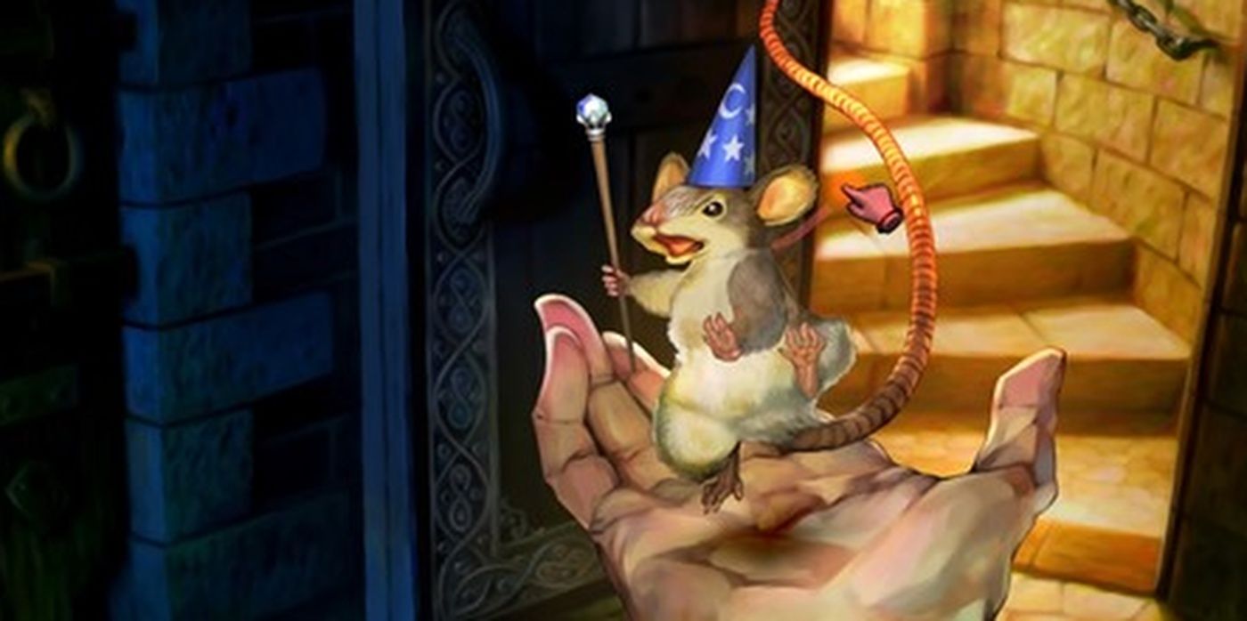 Rickey the Magician's Apprentice Standing in the player's hand in Dragon's Crown