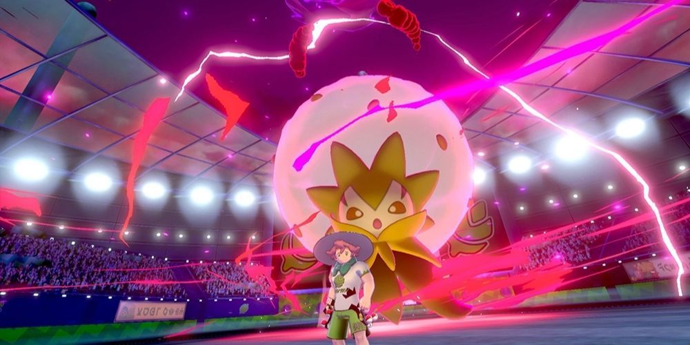 Milo and Dynamax Eldgoss during the first Gym Battle