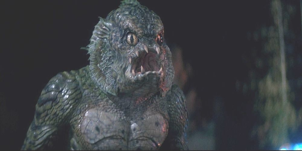 Creature from the lagoon screeching at something off camera in Monster Squad