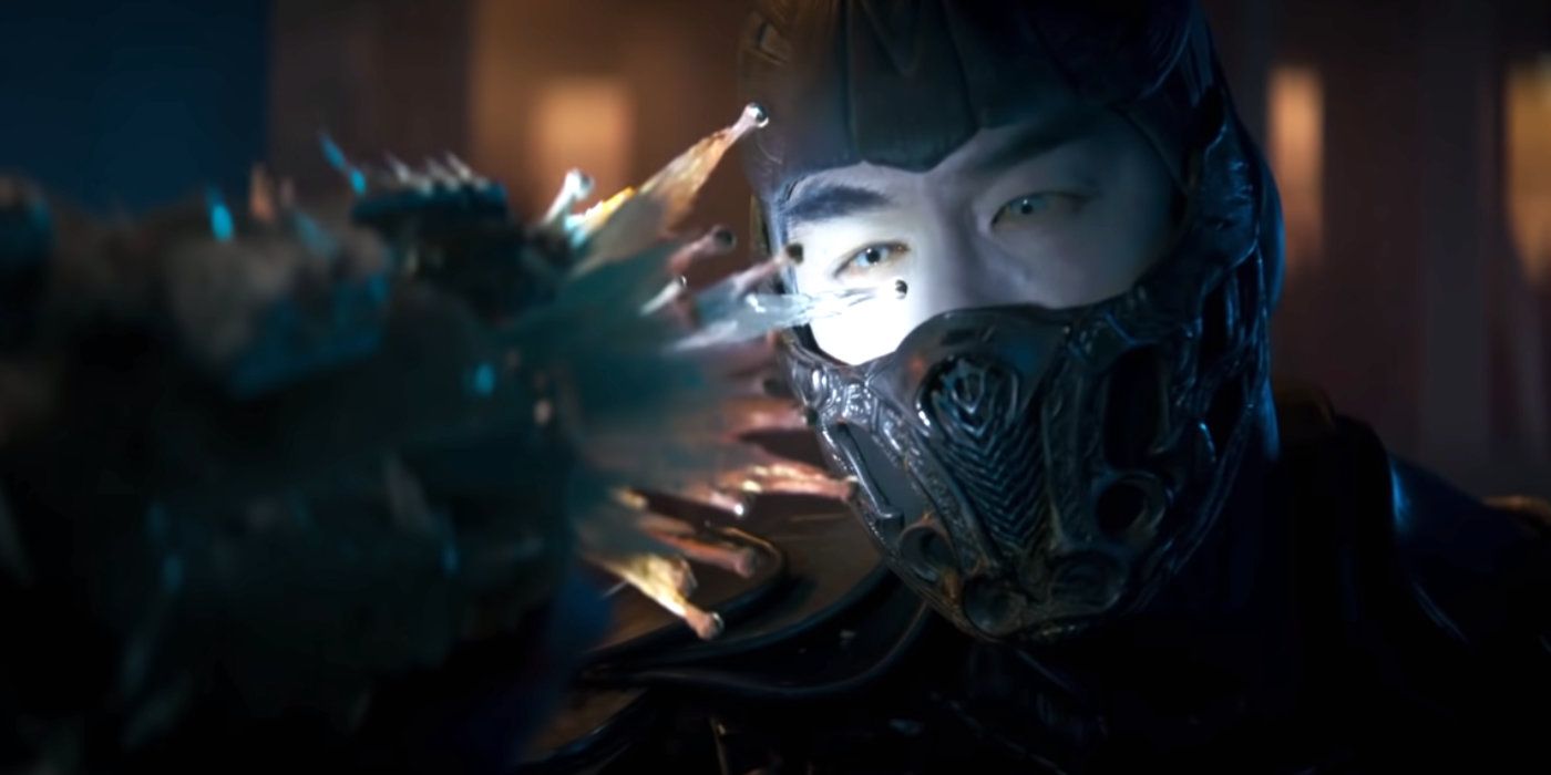 Sub-Zero shows off his ability to deep-freeze a shotgun blast in 2021 Mortal Kombat.