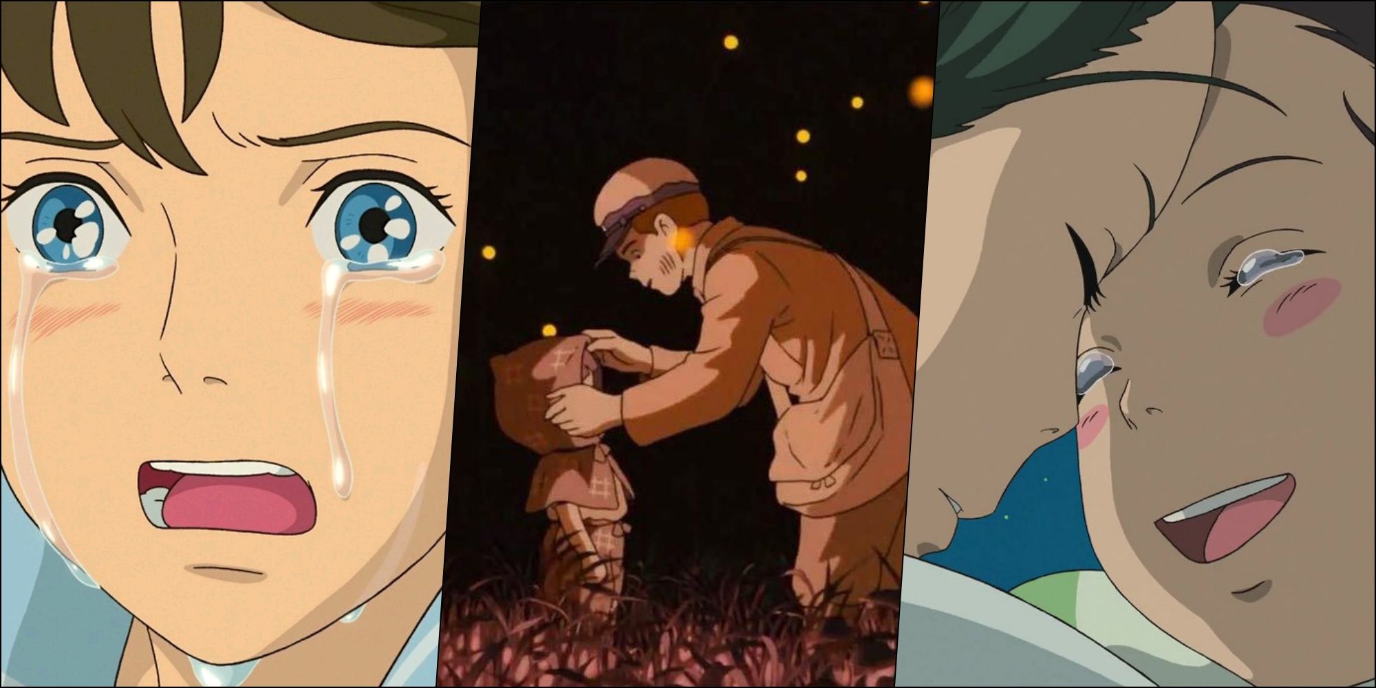 Split image of Studio Ghibli characters
