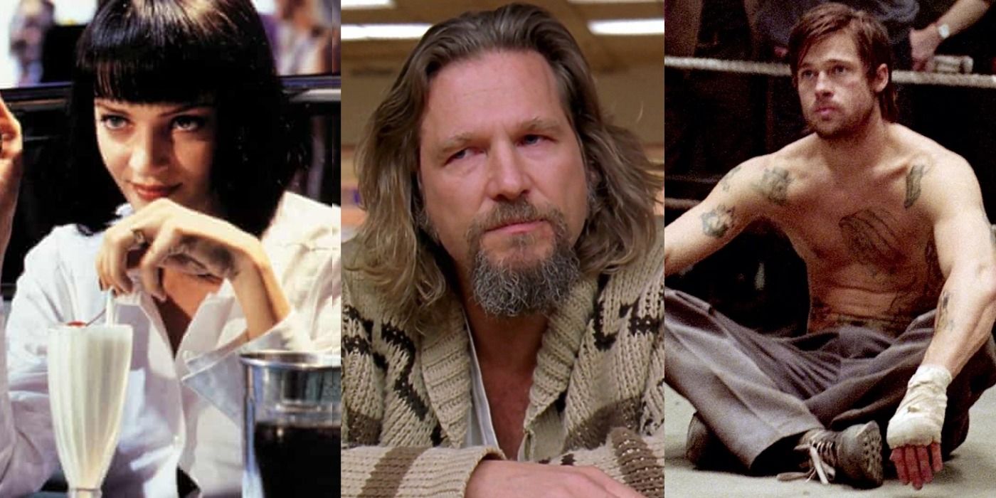 Uma Thurman dances in Pulp Fiction/Jeff Bridges as the Dude/Brad Pitt sitting in Snatch