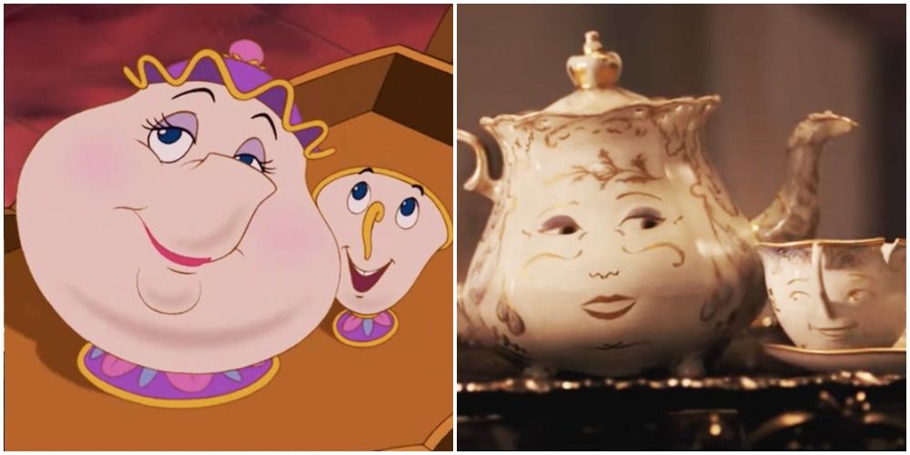 Mrs. Potts and Chip Animated vs Live-action