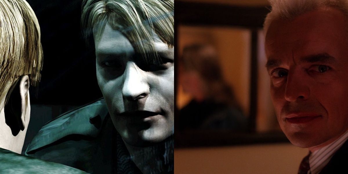 James Sunderland looks in the mirror in Silent Hill 2/Leland Palmer Leland in Twin Peaks