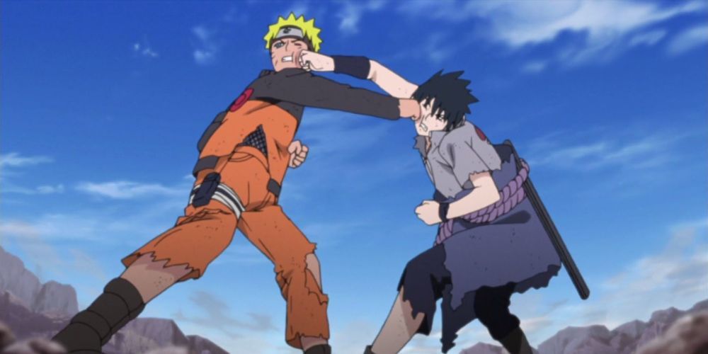 Naruto e Sasuke brigam em Naruto Shippuden