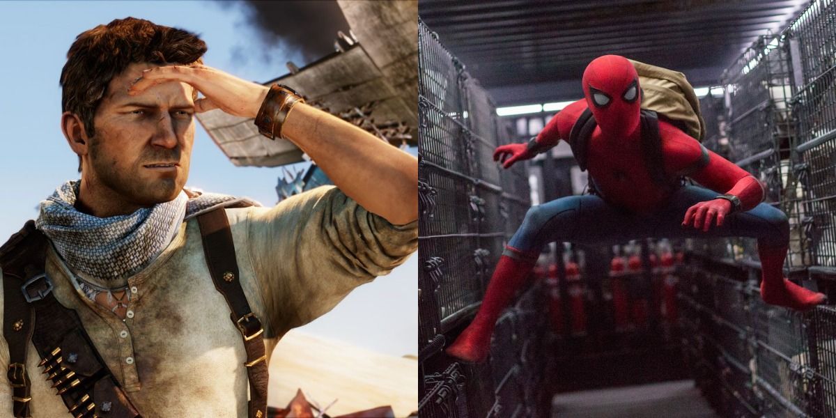Nathan Drake from Uncharted 3 and Spider-Man from Spider-Man: Homecoming.