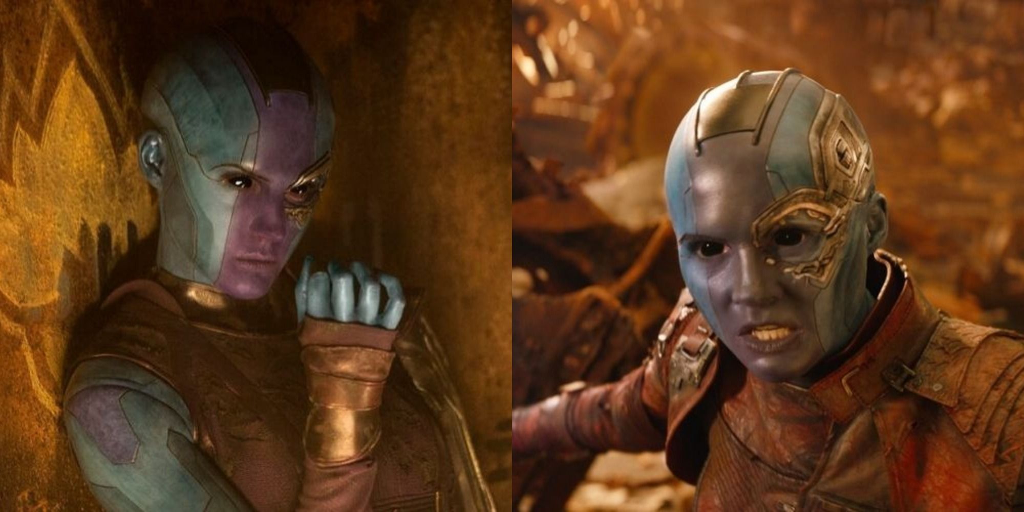 Nebula leans on a wall/Fights with a grimace