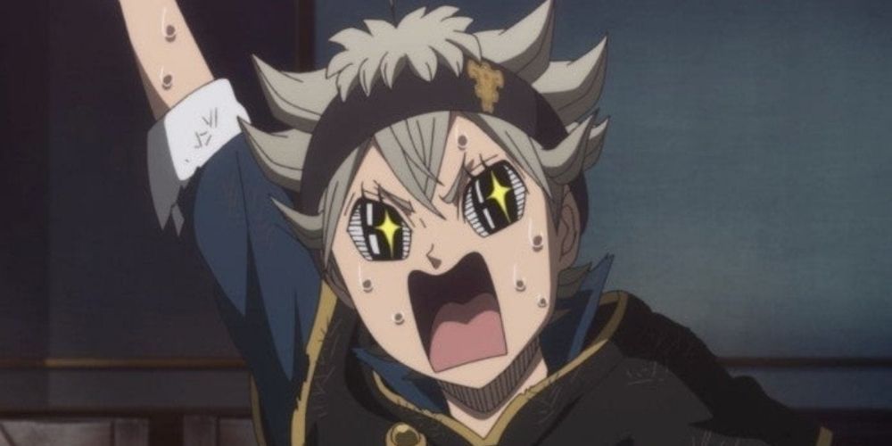Asta yelling with arm raised in Black Clover
