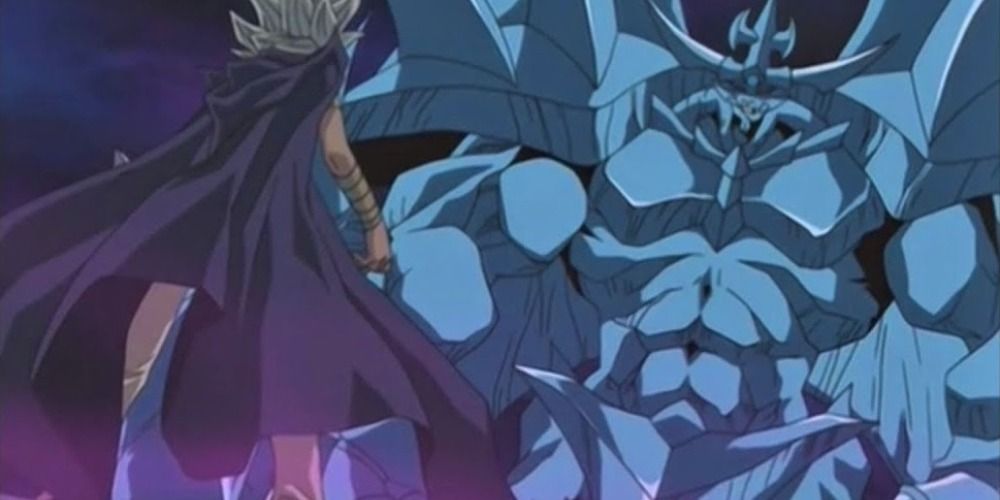 Obelisk The Tormentor against Marik in Yu-Gi-Oh!