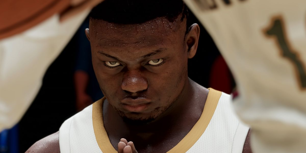 Zion Williamson closeup in NBA 2K21