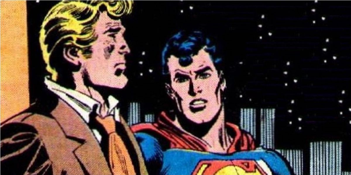 Pete Ross and Superman talk in Metropolis