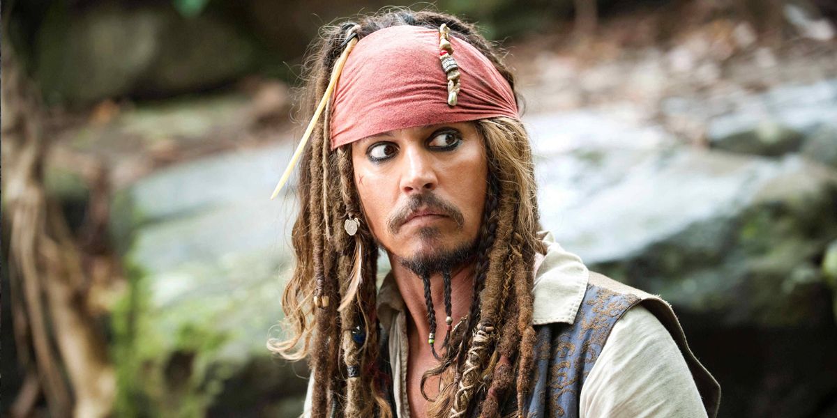 Jack Sparrow looking off camera in the Pirates of the Caribbean