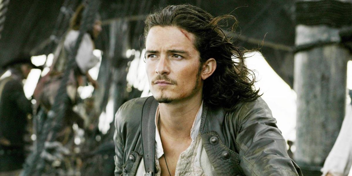 Will Turner looking out of a ship in Pirates of the Caribbean