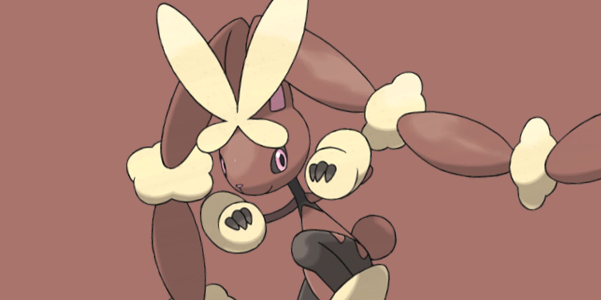Mega Lopunny from Pokemon Go poses with a brown background