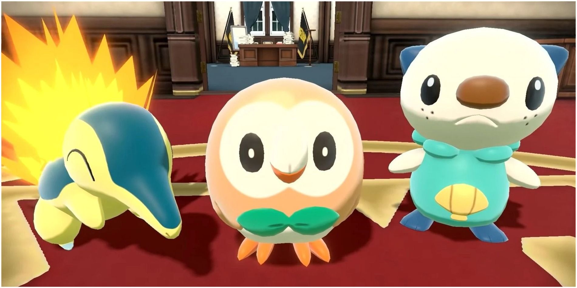 Cyndaquil, Rowlet and Oshawott as the starter trio in Pokémon Legends: Arceus