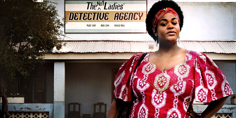 Precious Ramotswe posing outside her detective agency in The No. 1 Ladies' Detective Agency