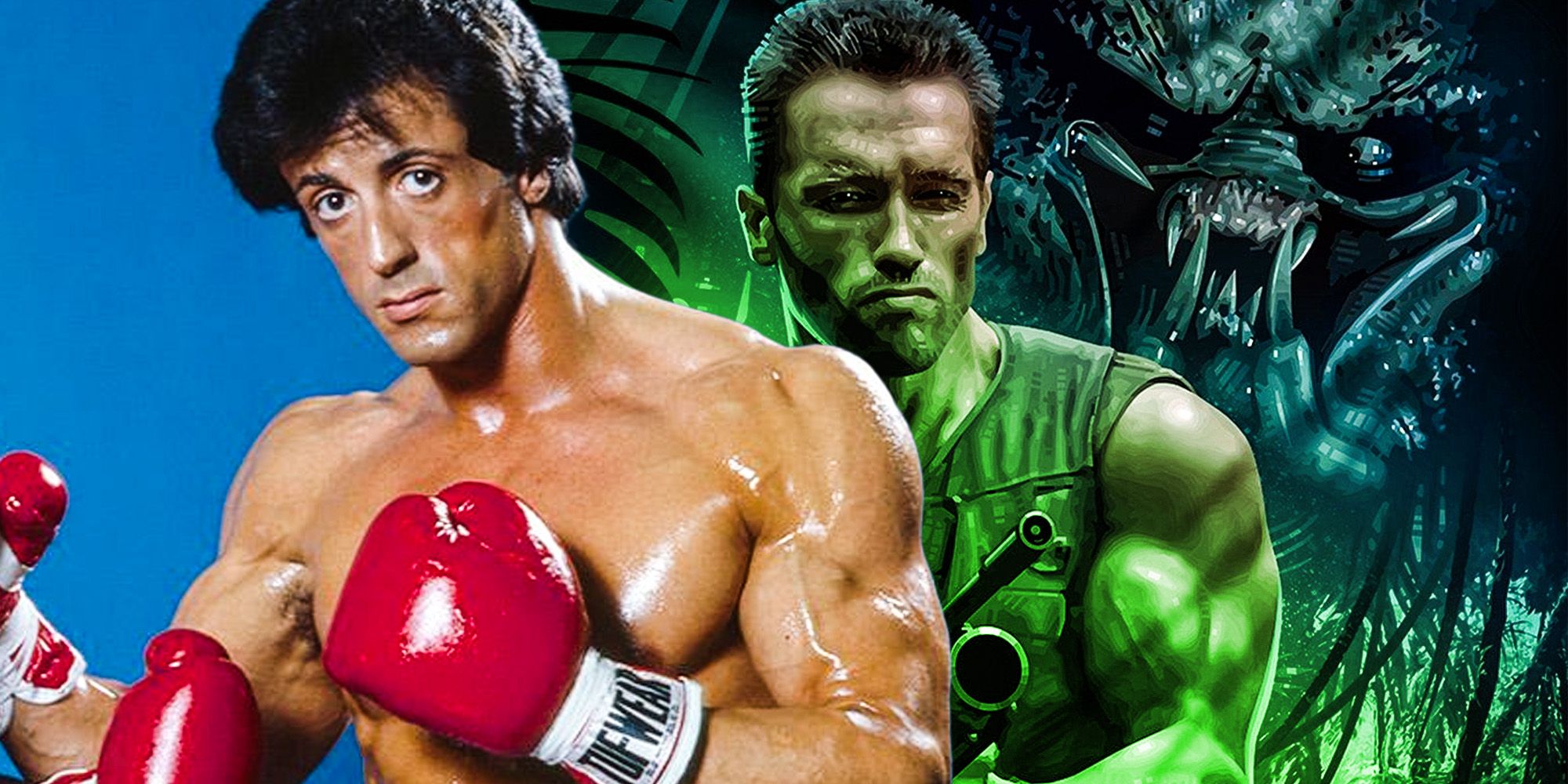 Predator Rocky vs alien Arnold Schwarzenegger Sylvester stallone