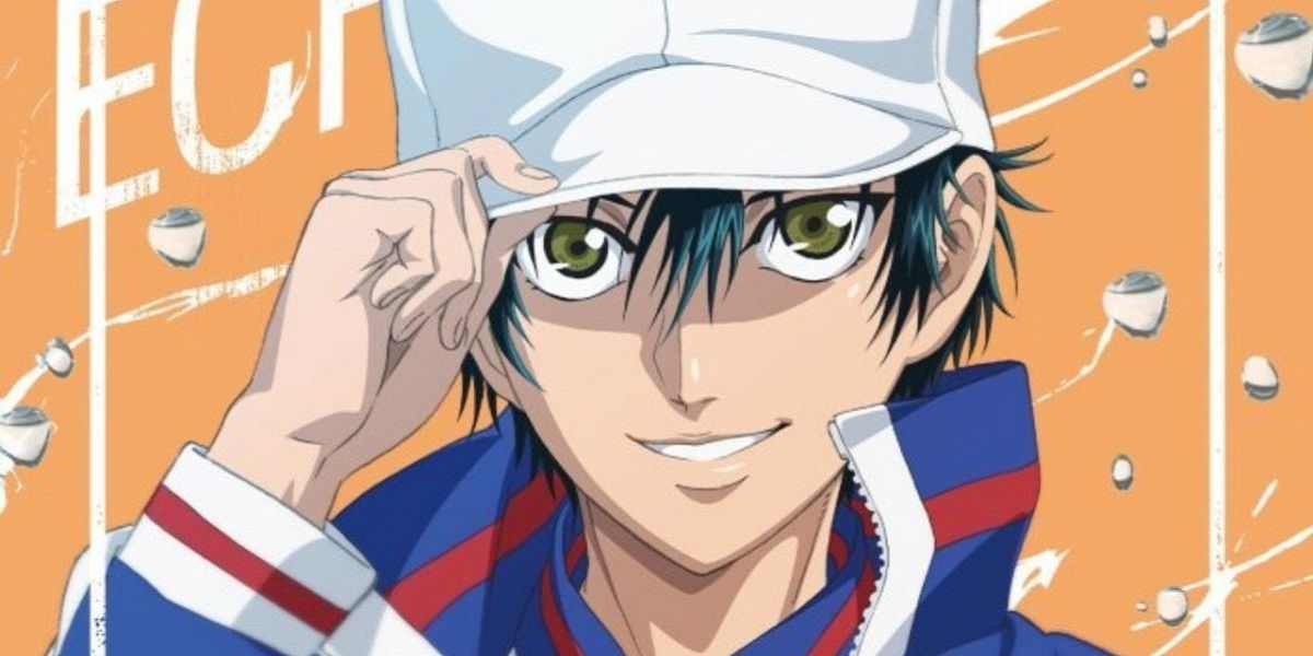 Prince of Tennis' main character tipping his hat and smiling.