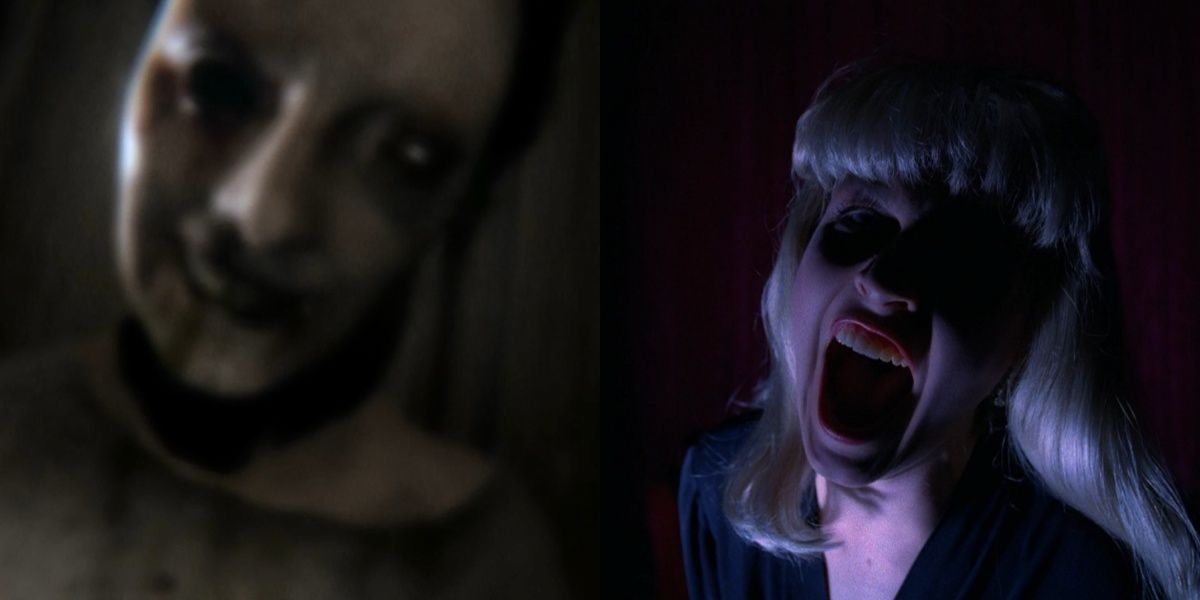 A scary creature in Silent Hill/A woman screaming in Twin Peaks
